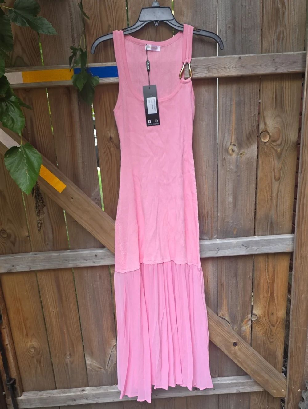 Pink Sleeveless Maxi Dress with Ring Detail